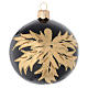 Bauble in black blown glass with gold leaf 80mm s1