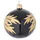 Bauble in black blown glass with gold leaf 80mm s2
