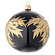 Bauble in black blown glass with gold leaf 100mm s2