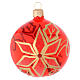 Bauble in red blown glass with poinsettia 80mm s1