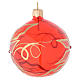 Bauble in red blown glass with poinsettia 80mm s2