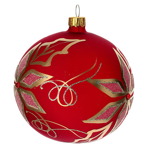 Palla rossa vetro soffiato Stella Natale 100 mm 3