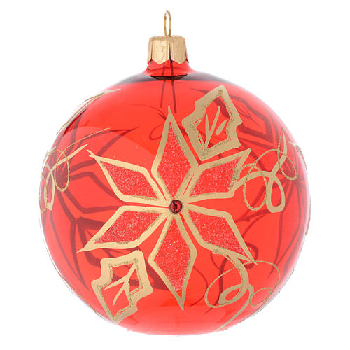 Bola Natal vermelha vidro soprado flor-do-natal 100 mm | venda online na  HOLYART