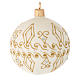 Bauble in beige blown glass with gold decorations 80mm s2