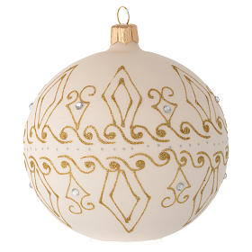 Bola de Natal vidro bege decoro ouro 100 mm