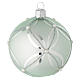 Bauble in sage green blown glass with pearls 80mm s1