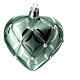 Heart Shaped Bauble in sage green blown glass with pearls 100mm s6