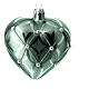 Heart Shaped Bauble in sage green blown glass with pearls 100mm s2