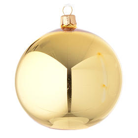 Bauble in gold blown glass with shiny finish 100mm