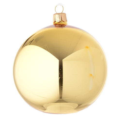 Bauble in gold blown glass with shiny finish 100mm 1