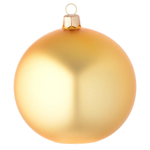 Bauble in gold blown glass with satin finish 100mm 1