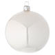 Bauble in white blown glass with shiny finish 100mm s1