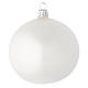 Bauble in white blown glass with satin finish 100mm s1