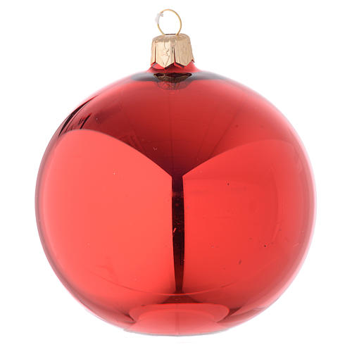 Bauble in red blown glass with shiny finish 100mm 1
