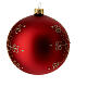 Weihnachtskugel aus mundgeblasenem Glas Grundton Rot mit goldenem Blütenmotiv 100 mm s4