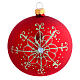 Weihnachtskugel aus mundgeblasenem Glas Grundton Rot mit goldenem Blütenmotiv 100 mm s1