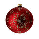 Bauble in red blown glass with golden flower 100mm s2