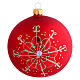 Bauble in red blown glass with golden flower 100mm s3