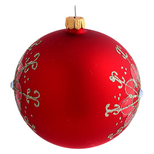 Bola Natal vidro soprado flor ouro 100 mm 2