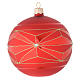 Bauble in red blown glass with geometric motif 100mm s1