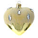 Weihnachtskugel aus mundgeblasenem Glas in Herzform Grundton Gold mit Eiseffekt-Dekoration 100 mm s1