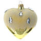Weihnachtskugel aus mundgeblasenem Glas in Herzform Grundton Gold mit Eiseffekt-Dekoration 100 mm s3