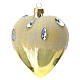 Heart Shaped ornament in gold blown glass with ice effect decoration 100mm s2