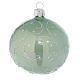 Bauble in pale green blown glass with silver decoration 80mm s1