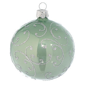 Boule verre vert métallisé et argent 80 mm