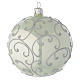 Bauble in pale green blown glass with silver decoration 100mm s1