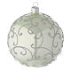 Bauble in pale green blown glass with silver decoration 100mm s2