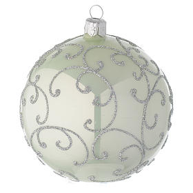 Bola de Natal vidro verde metalizado e prata 100 mm