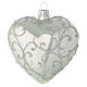 Heart Shaped Bauble in pale green blown glass with silver decoration 100mm s1