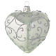 Heart Shaped Bauble in pale green blown glass with silver decoration 100mm s2