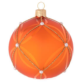 Bolas de Natal: Bolinha vidro soprado laranja 80 mm