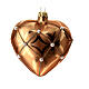 Heart Shaped Bauble in orange blown glass with pearl decoration 100mm s2