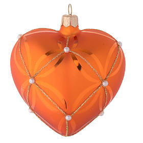 Bolas de Natal: Coração vidro soprado laranja e ouro 100 mm
