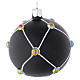 Bauble in satin black blown glass with stones 80mm s2