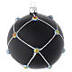 Bauble in satin black blown glass with stones 100mm s1