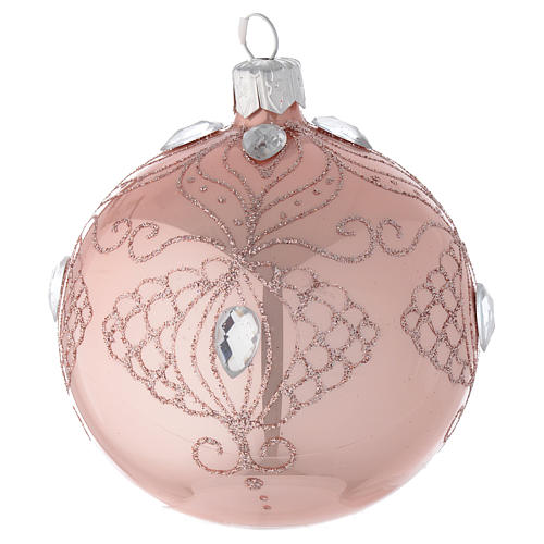 Bauble in pink blown glass with tree decoration 80mm 1
