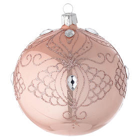Bauble in pink blown glass with tree decoration 100mm