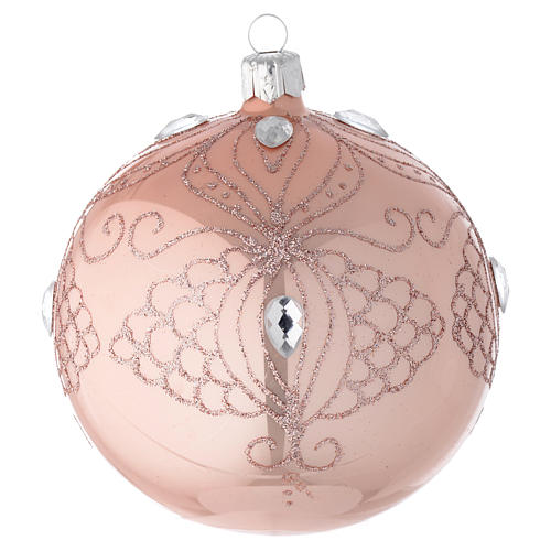 Bauble in pink blown glass with tree decoration 100mm 1