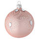 Bola de Navidad de vidrio rosa con decoraciones blancas 80 mm s2
