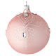 Bola árbol de Navidad de vidrio soplado rosa con decoraciones blancas 100 mm s1