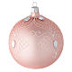 Bola árbol de Navidad de vidrio soplado rosa con decoraciones blancas 100 mm s2