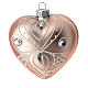 Bola de Navidad corazón de vidrio soplado rosa con decoraciones blancas 100 mm s1