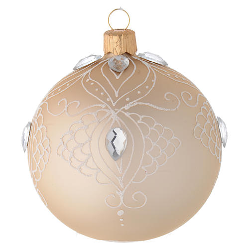 Bola de Navidad de vidrio oro y decoración blanca 80 mm 1