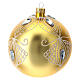 Bauble in gold blown glass with white tree decoration 100mm s2