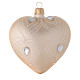Heart Shaped Bauble in gold blown glass with white tree decoration 100mm s1
