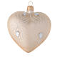 Heart Shaped Bauble in gold blown glass with white tree decoration 100mm s2